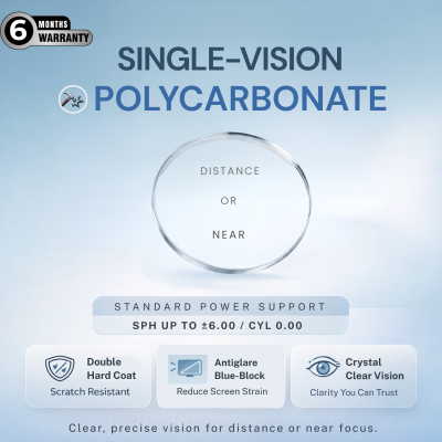 Nations Optics Single Vision – Polycarbonate Lenses – Blue Block Photo Grey – Standard Power (No CYL)