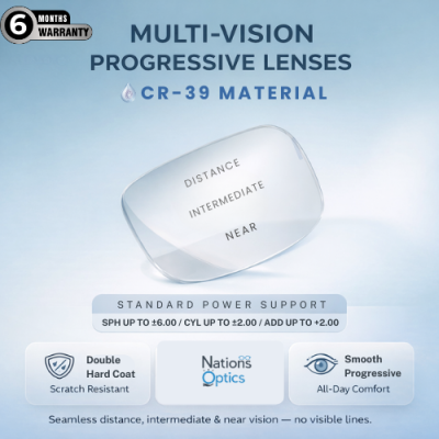 Nations Optics Multi Vision Progressive – CR39 Lenses – Standard Power (With CYL)