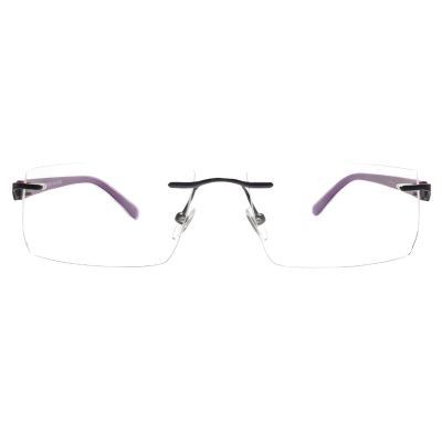 Nations Optics Contemporary Rimless Frames with Purple Accents