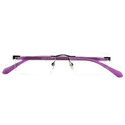 Nations Optics Contemporary Rimless Frames with Purple Accents