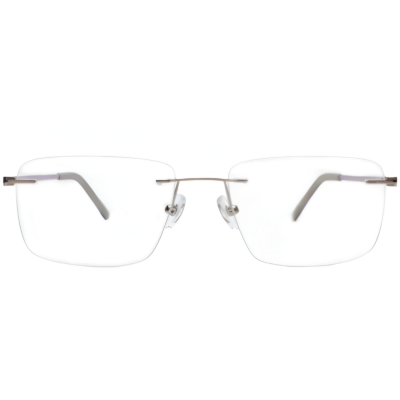 Lavender Grey Titanium Rimless Rectangular Eyewear by Nations Optics