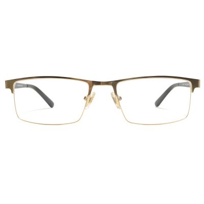 NationsOptics Gold Half-Rim Rectangular Eyeglasses for Professional Vision Care