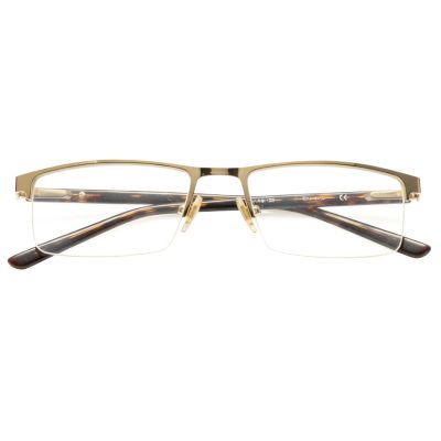 NationsOptics Gold Half-Rim Rectangular Eyeglasses for Professional Vision Care