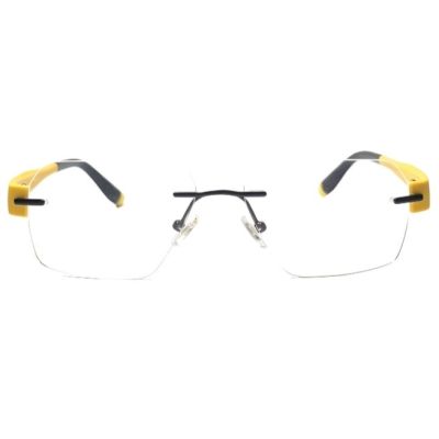 NationsOptics Yellow Accented Rimless Rectangular Frames