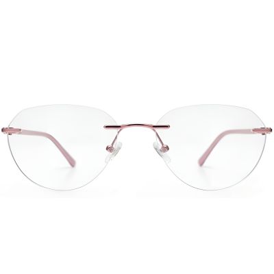 Pink Rimless Geometric Eyewear for Women