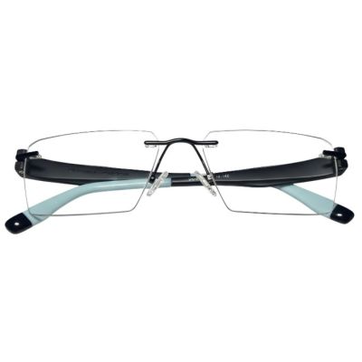 NationsOptics Bold Blue-Temple Rimless Rectangular Modern Frames