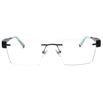 NationsOptics Bold Blue-Temple Rimless Rectangular Modern Frames