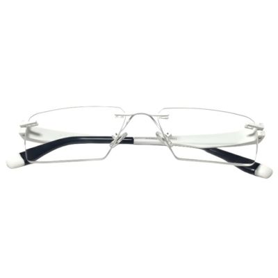 NationsOptics Bold White Black Rimless Rectangular Modern Frames