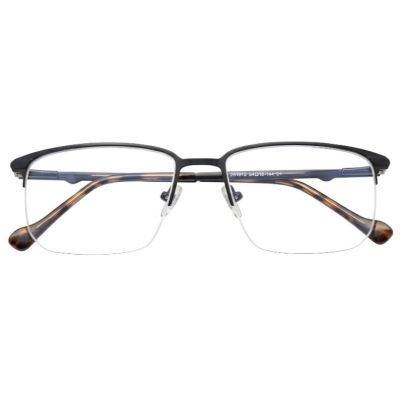 Nations Optics Modern Black Half-Rim Rectangular Eyeglass Frames