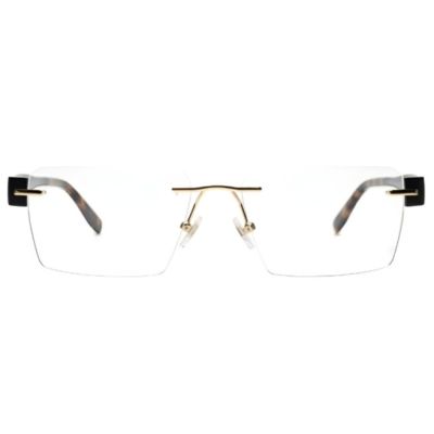 NationsOptics Bold Gold Brown-Rimless Rectangular Modern Frames
