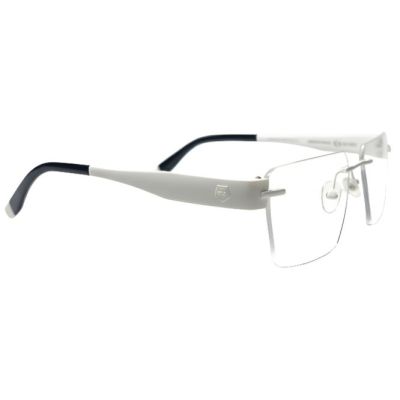 NationsOptics Bold White Black Rimless Rectangular Modern Frames