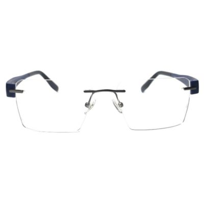 NationsOptics Bold Blue-Temple Rimless Rectangular Modern Frames