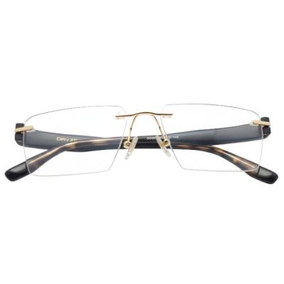 NationsOptics Bold Gold Brown-Rimless Rectangular Modern Frames