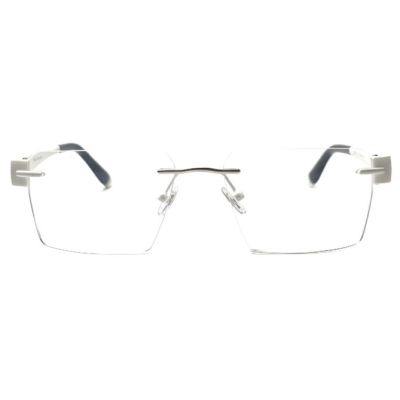 NationsOptics Bold White Black Rimless Rectangular Modern Frames