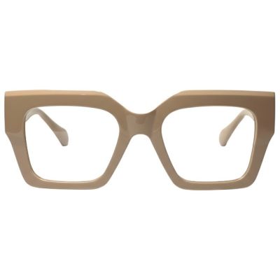 Beige Full Rim Geometric Square Frame