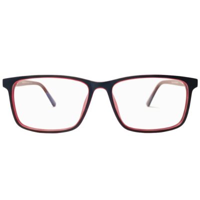Red Black Full Rim Rectangle Eyeglasses – Unisex
