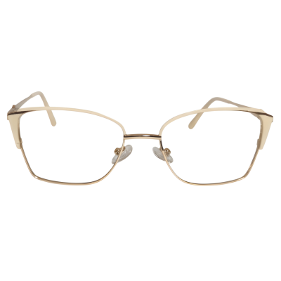 Rosalind Squared Cat-Eye Eyeglasses — Cream Gold