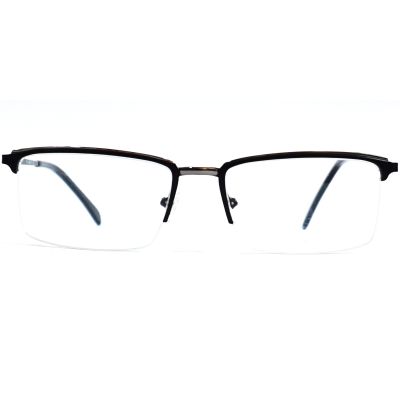 Black Silver Half-Rim Stainless Steel Eyewear – Premium Lightweight Frame