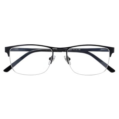 Sleek Black Semi-Rimless Professional Eyewear 