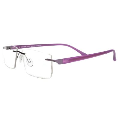 Slimline Rimless Frames with Designer Purple Temples