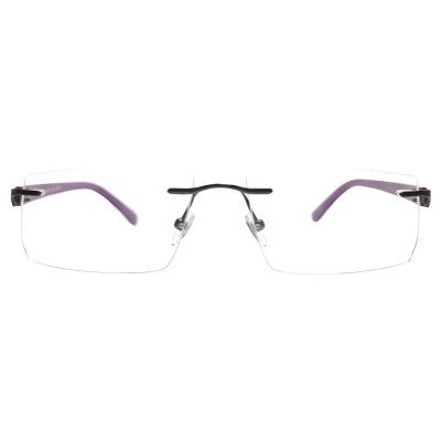 Slimline Rimless Frames with Designer Purple Temples