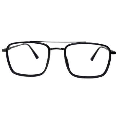 Square Double Bridge Full Rim Acetate Eyeglasses for Men – Black