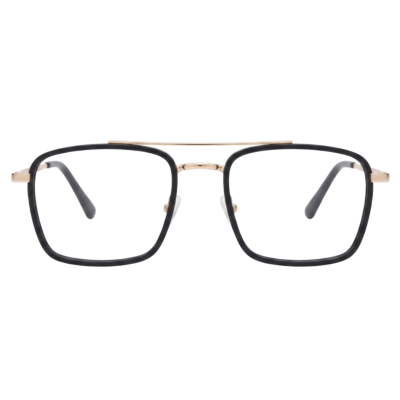 Square Double Bridge Full Rim Acetate Eyeglasses for Men – Grey Tortoise & Gold