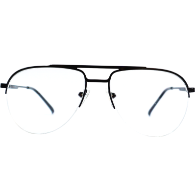 Stainless Steel Aviator Half-Rim Eyewear – Matte Black Finish