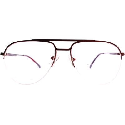 Stainless Steel Aviator Half-Rim Eyewear – Rich Maroon Finish