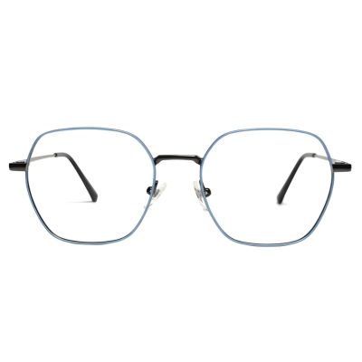 Stylish Sky Blue Geometric Thin Metal Frames