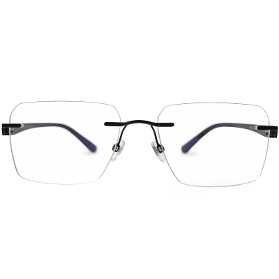 Carbon Fiber Black Rimless Glasses for Men and Women