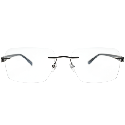 Minimalist Grey Titanium Rimless Glasses for Men and Women