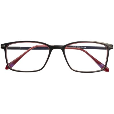 black red dual tone rectangular full rim eyeglasses