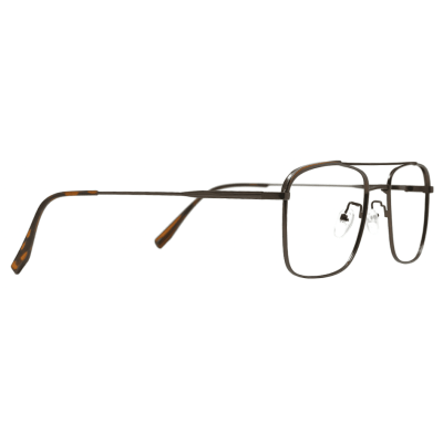 Nations Optics Navigator Square Metal Eyeglass Frames with Tortoise Accents