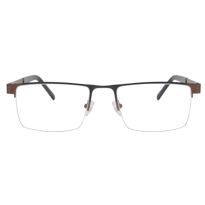 Radcliffe Precision Half-Rim Rectangular Eyeglasses — Brown