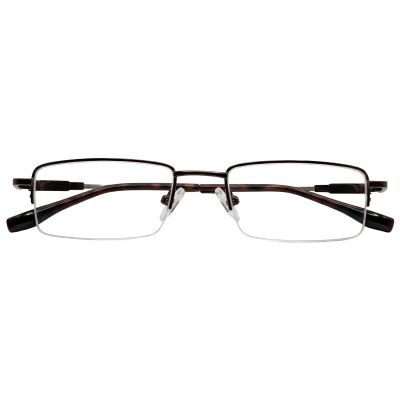 Terra Crest Semi Rimless Rectangular Brown Tortoiseshell Eyeglass Frame