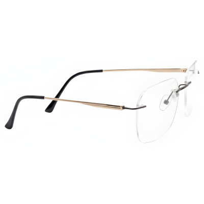 Gold Infinity Rimless Oversized Square Eyeglass Frame with Black Bridge Front View