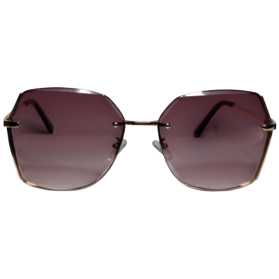 Aura Gold Rimless Oversized Square Sunglasses