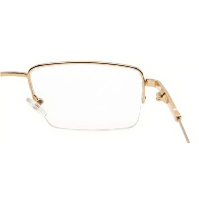 Imperial Crest Gold Semi Rimless Rectangular Eyeglass Frame with Brown Acetate Temples