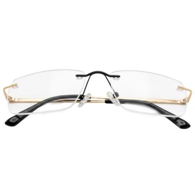 Monarch Air Gold Black Rimless Rectangular Optical Frame