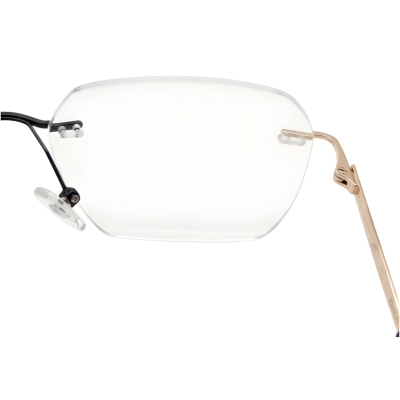 Gold Infinity Rimless Oversized Square Eyeglass Frame with Black Bridge Front View