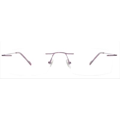 Ultra-Fine Metallic Pink Rimless Rectangular Frames


