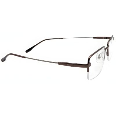 Bronze Edge Semi Rimless Rectangular Metal Eyeglass Frame for Prescription Lenses
