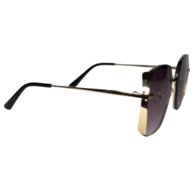 Aura Gold Rimless Oversized Square Sunglasses with Purple Gradient UV400 Lenses