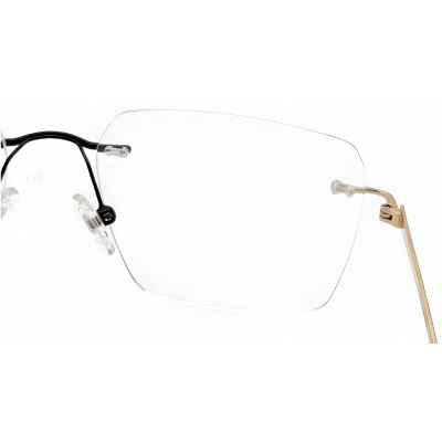 Gold Zenith Rimless Rectangular Eyeglass Frame with Black Bridge Front View