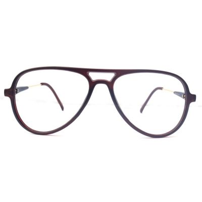 Black Aviator Metallic Strip Side Full Rim Sheet Spectacles