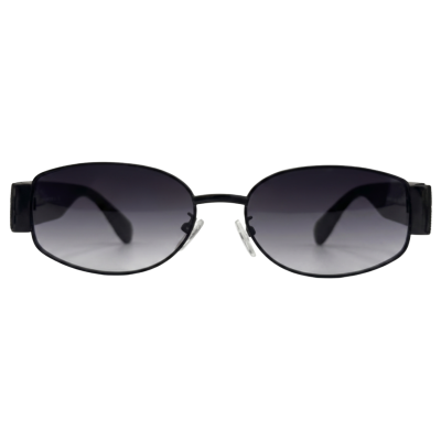 Black Grey Gradient Oval Metal Sunglasses