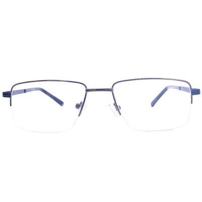 Brown Slim Half-Rim Metal Eyeframe – Lightweight Specs for Men & Women