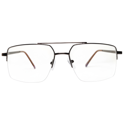 Geometric Double Bridge Half Rim Eyeglasses for Men & Women