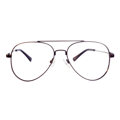 Brown Aviator Full Rim Metallic Eyewear – Slim Temple Frame